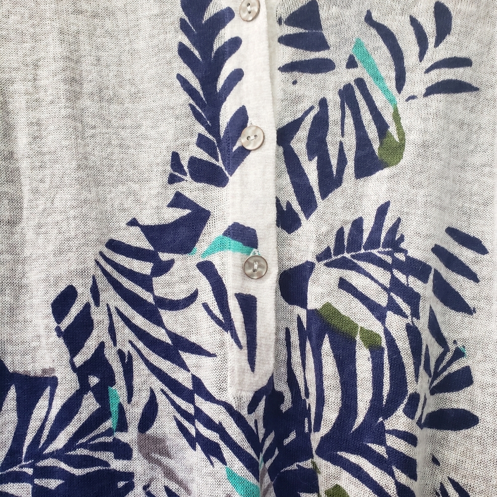 Nic + Zoe Navy & Cream Leaf Print Tunic Size Medium - Picture 4 of 5